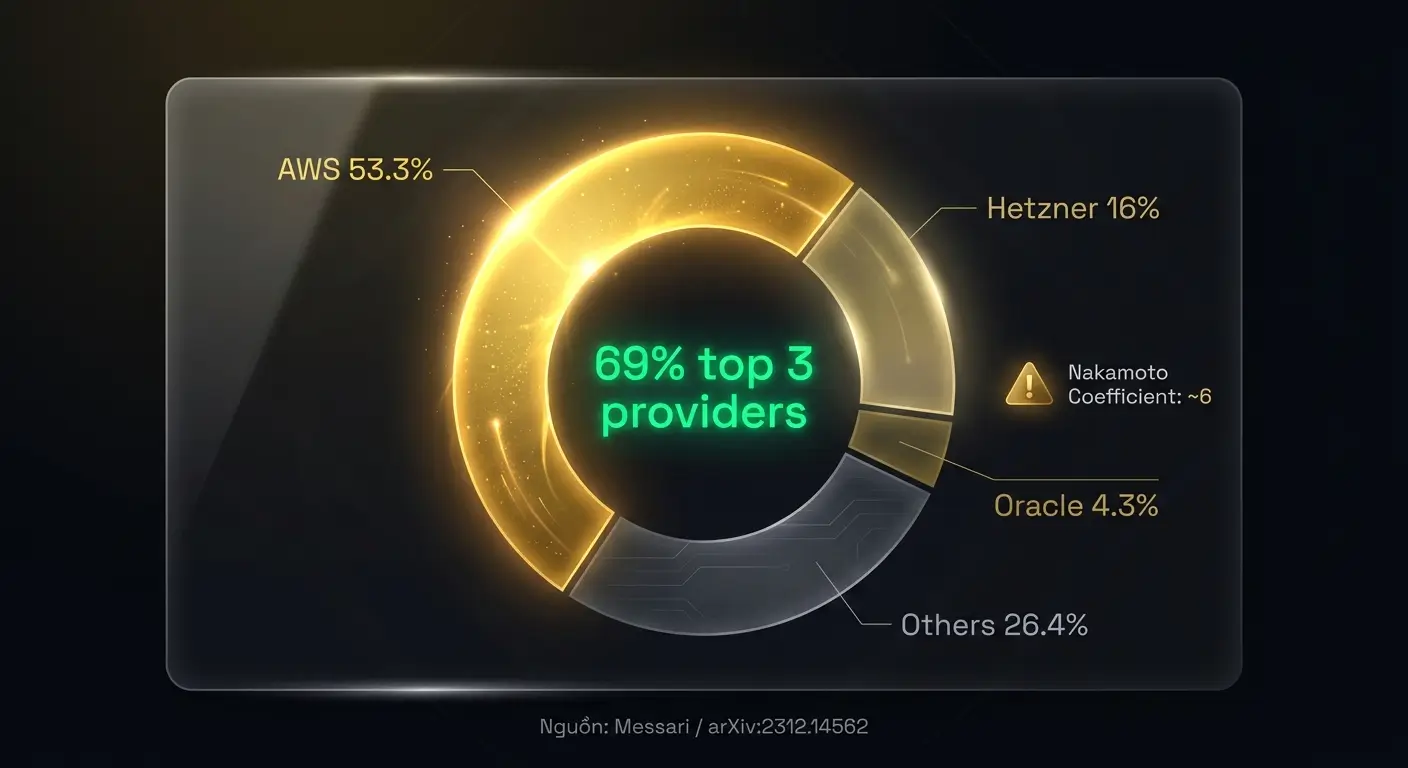 53% Ethereum node tập trung trên AWS và các cloud provider lớn, hạ tầng phi tập trung đang bị test