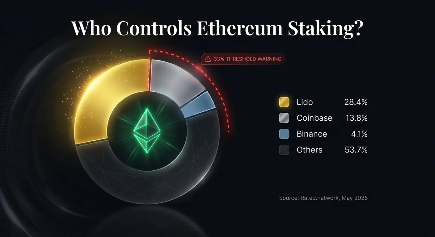 Phân bổ quyền lực ETH stake năm 2026, Lido, Coinbase, Binance và phần còn lại